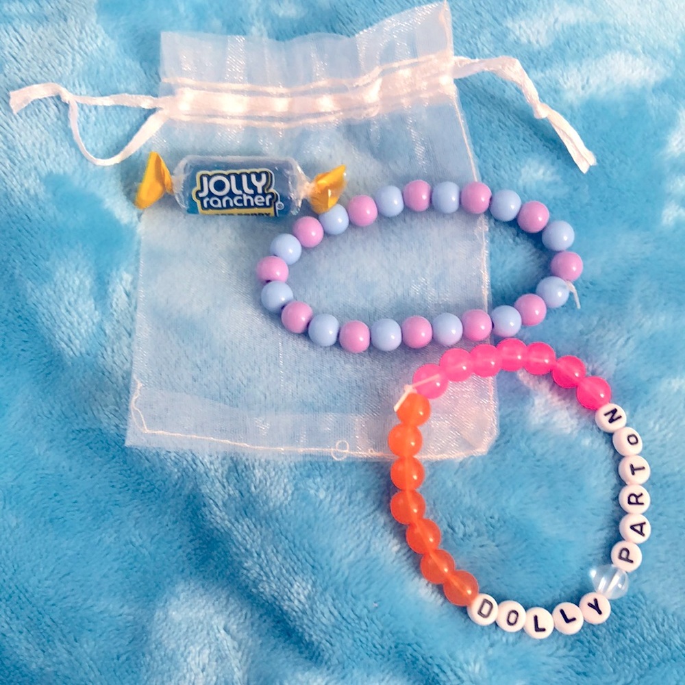 Dolly Parton famous country singer bracelets with a jolly rancher